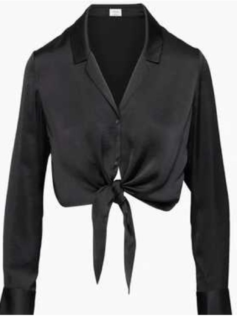 Aritzia Women’s Black Tie-Front Satin Shirt